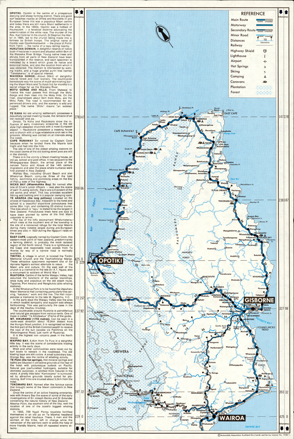 AA Map of Opotiki, Gisborne and Wairoa
