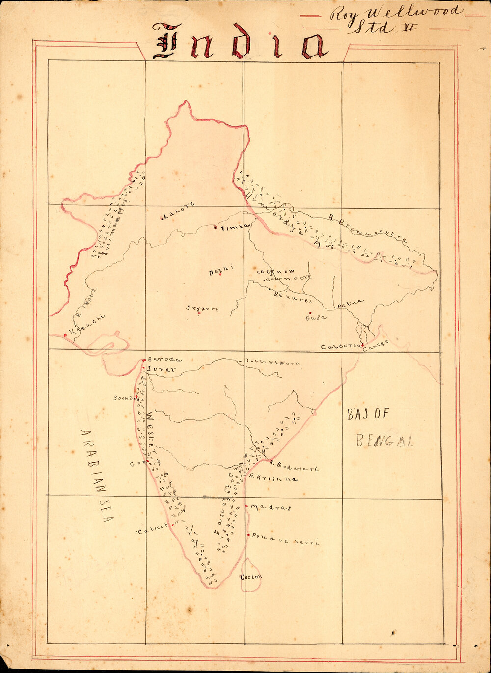 Hand Drawn Map of India