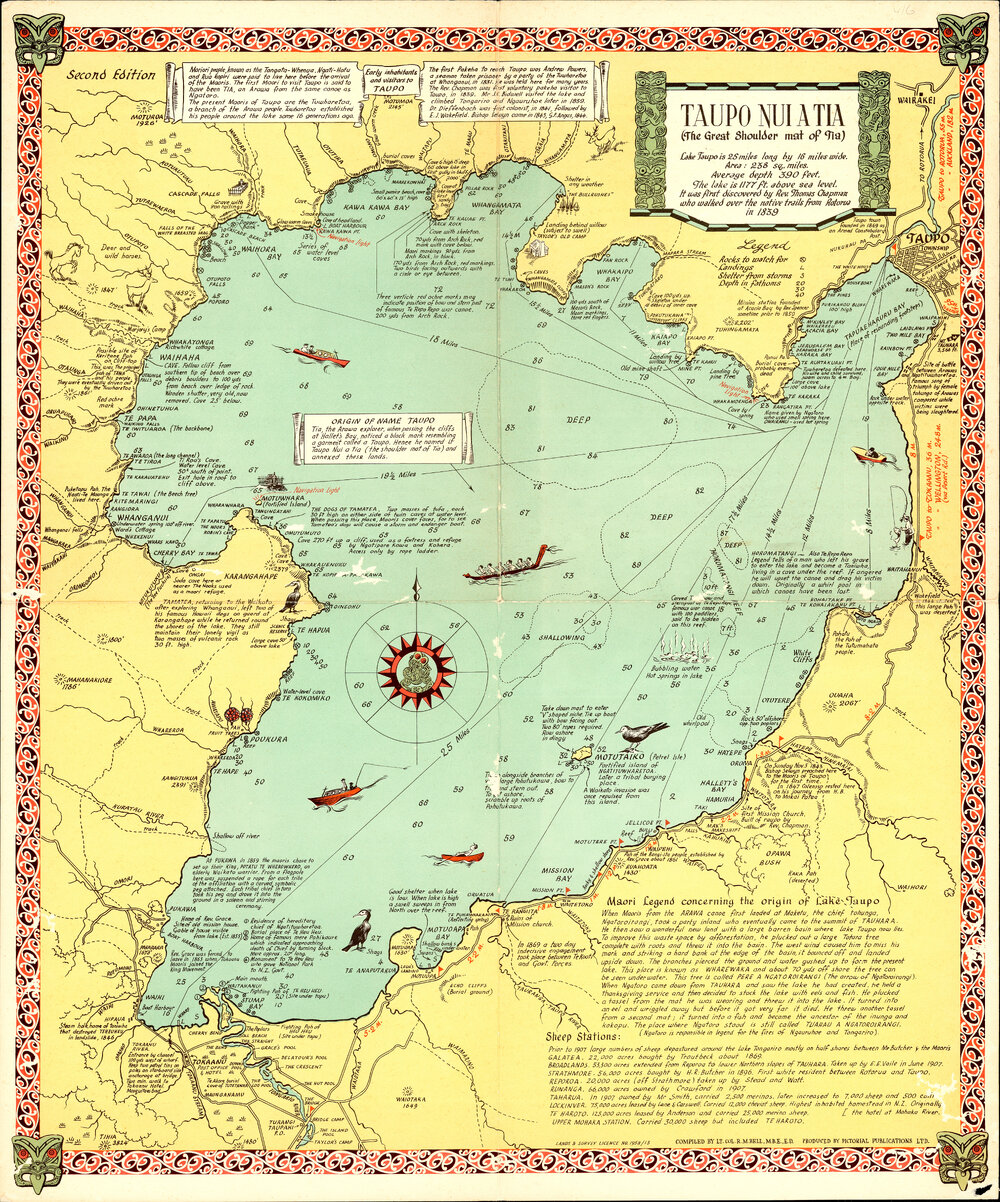 Taupo Nui A Tia Illustrated Map, Second Edition.