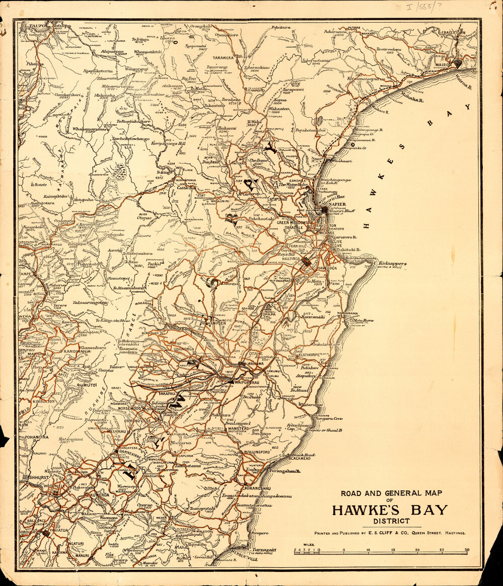 Road and General Map of Hawke's Bay