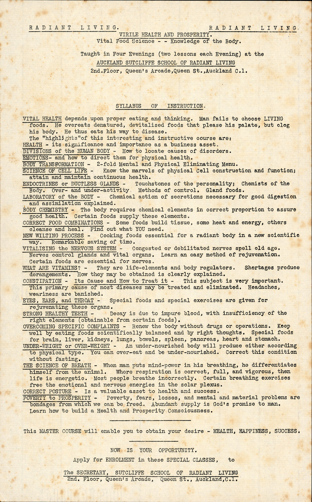 Virile Health and Prosperity Syllabus