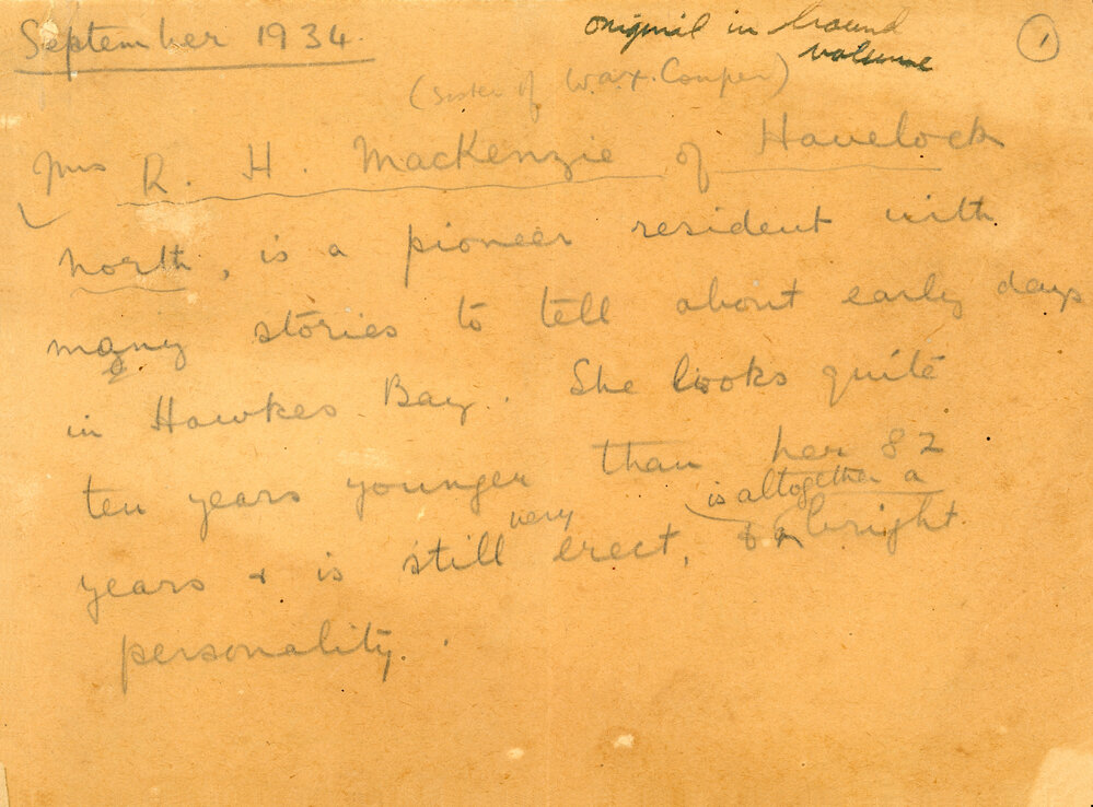 Mrs MacKenzie Reminisces