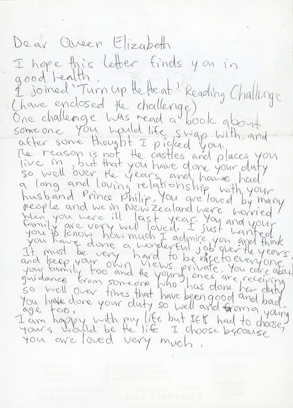 Correspondence between Queen Elizabeth II and Elizabeth Beall