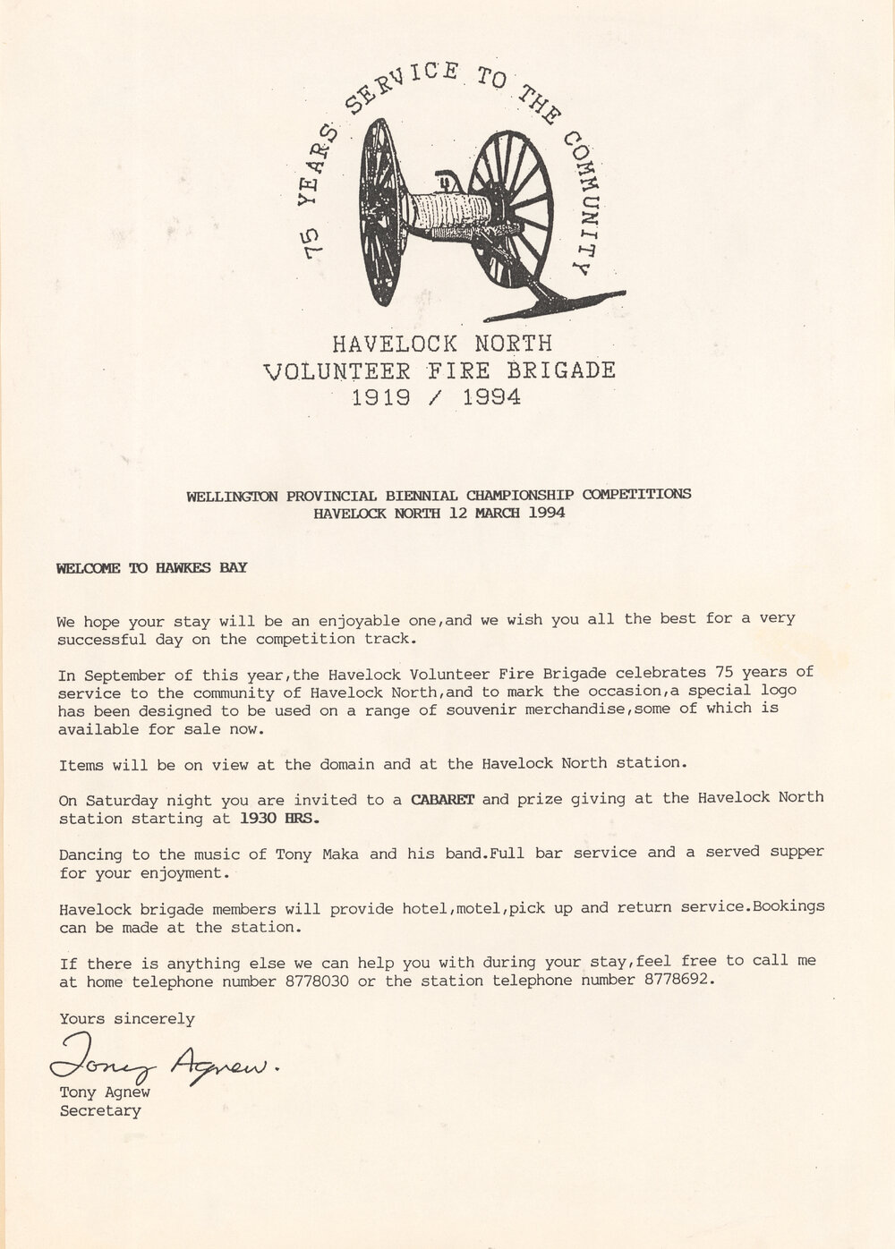 Notice and Programme for 1994 Biennial Competitions