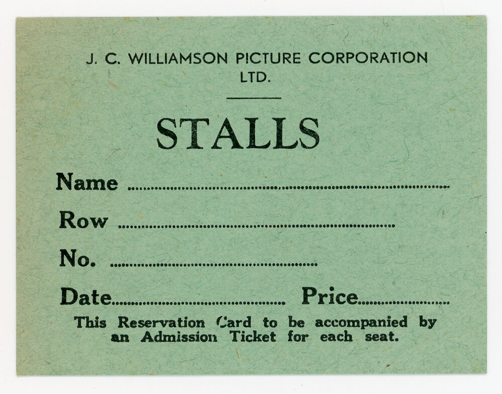 J C Williamson Stalls Ticket