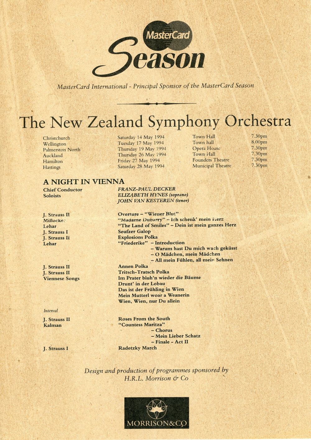 NZSO Concert Programme 1994