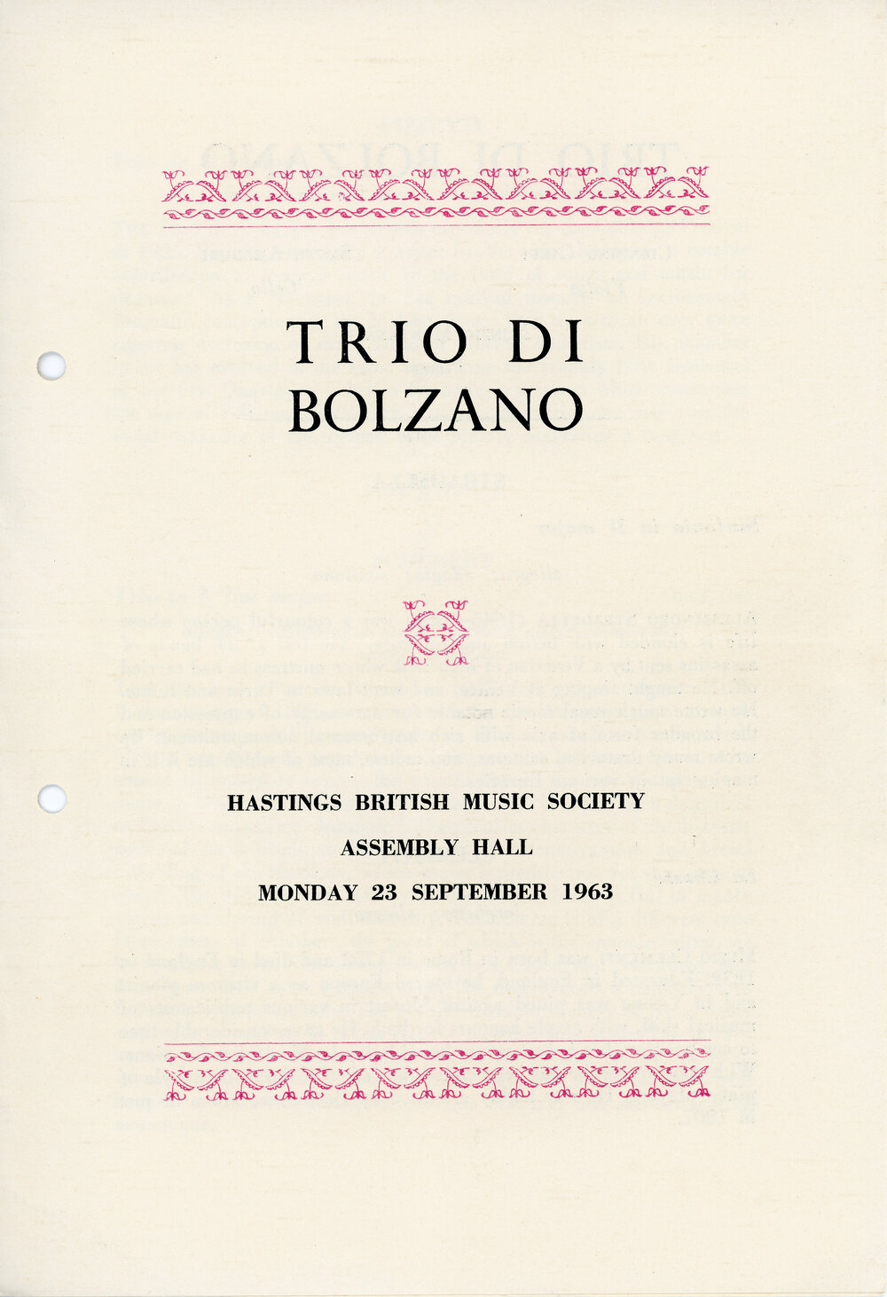 Trio Di Bolzano Concert Programme