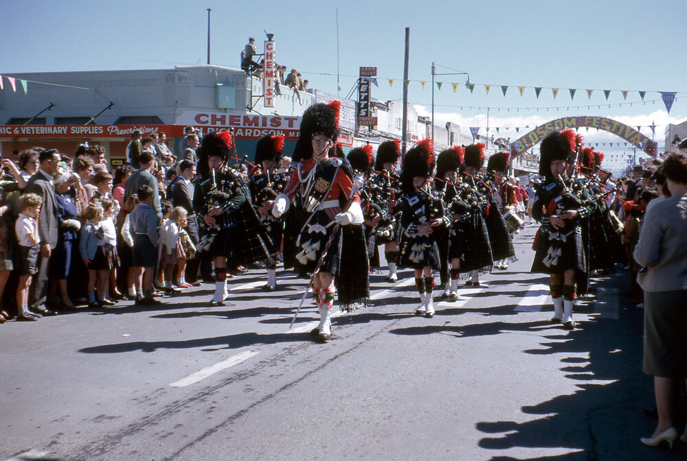 Pipe Band in Blossom Parade 1962