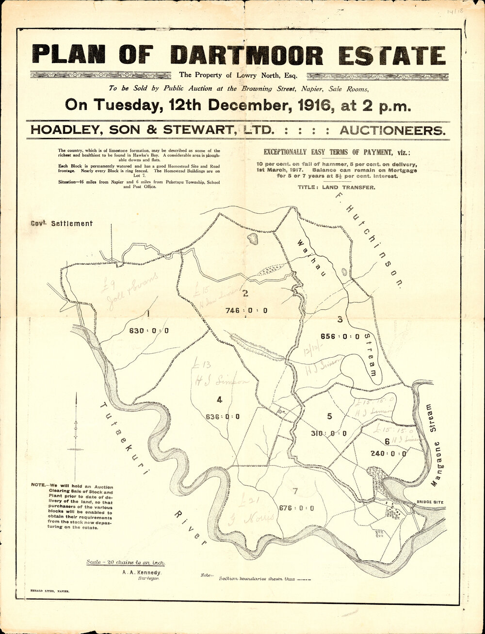 Plan of Dartmoor Estate