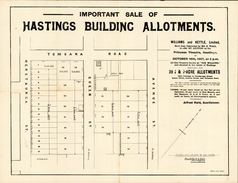Plan of Hastings Building Allotments (Heretaunga St)