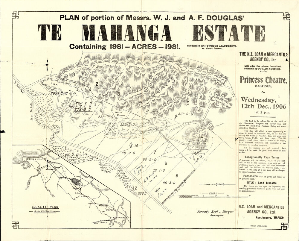 Plan of Te Mahanga Estate1906