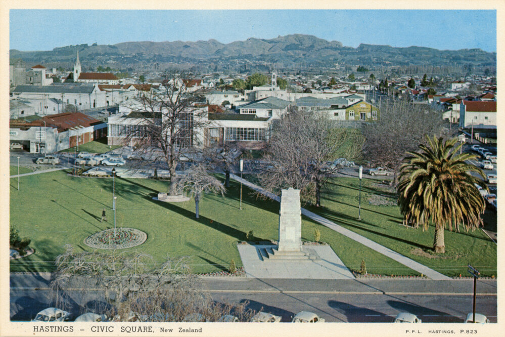 Civic Square with Library and Cenotaph