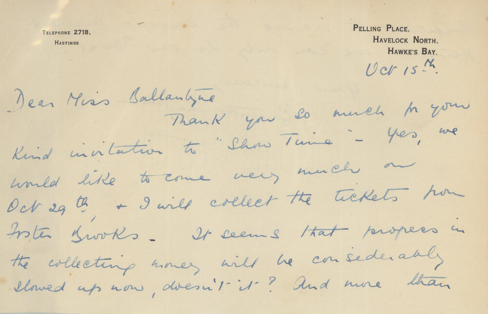 Letter to Miss Ballantyne