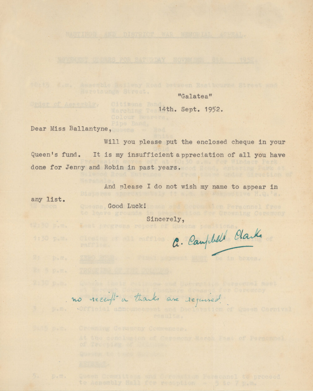 Letter to Miss Ballantyne