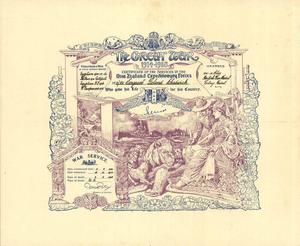 Roland Chadwick Certificate