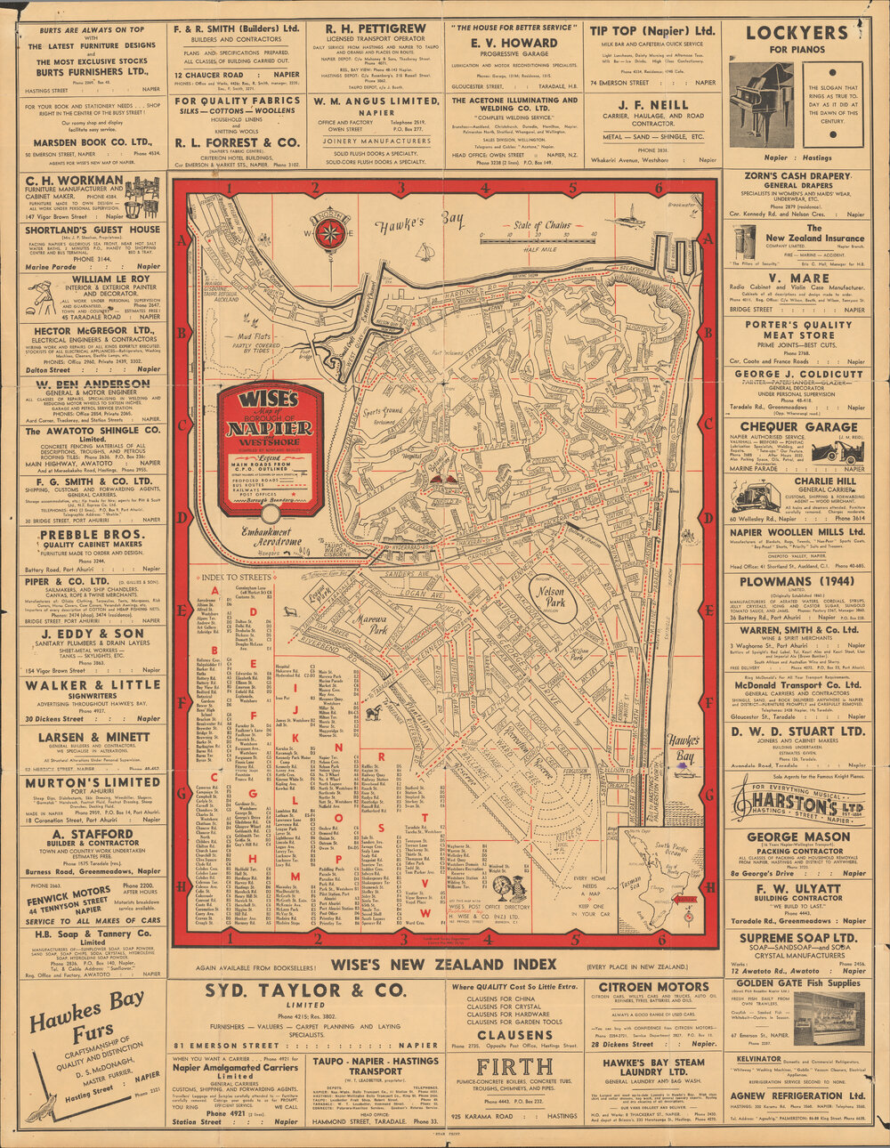 Wises Map of Napier and Westshore