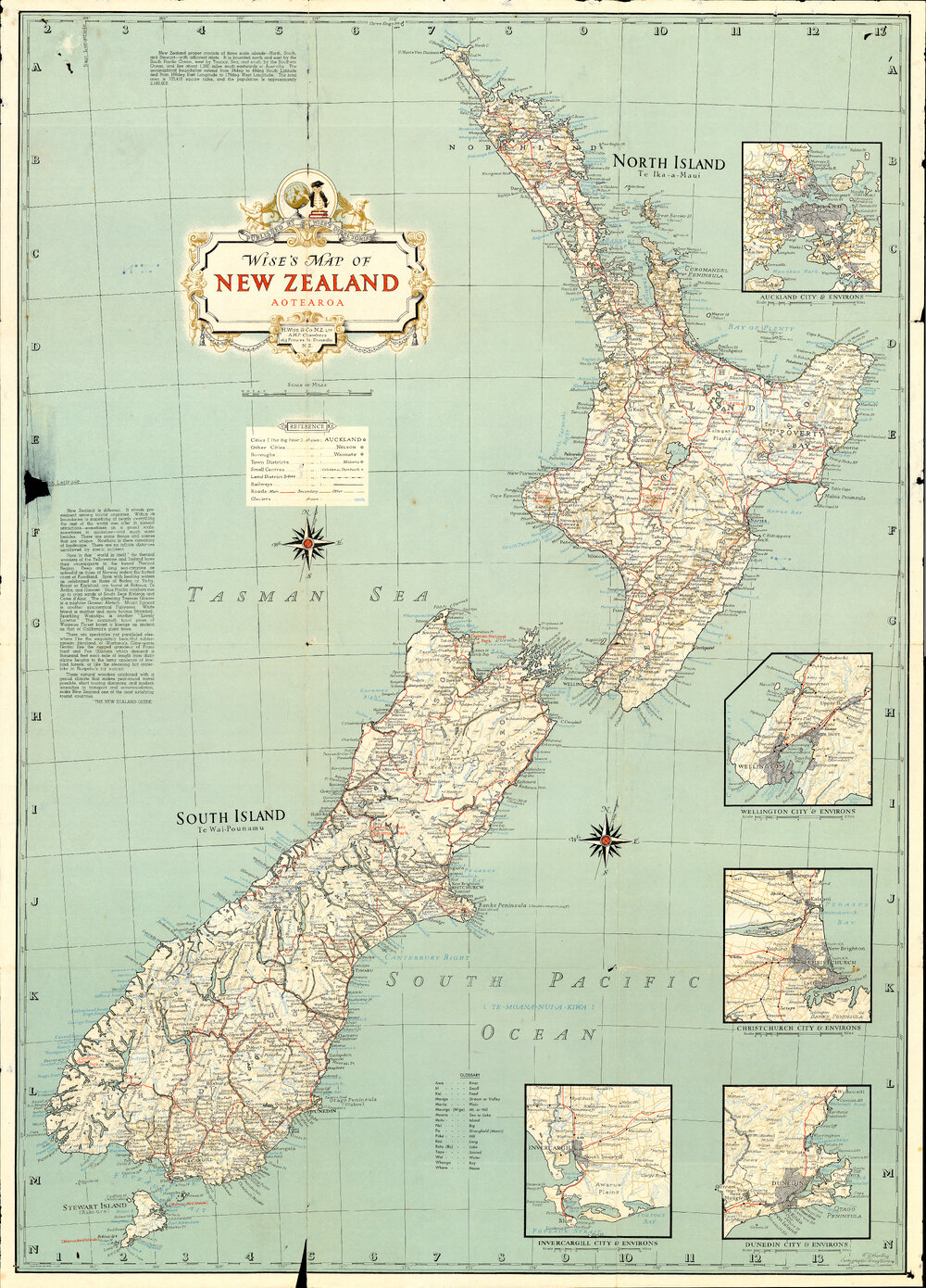 Wises Map of New Zealand Aotearoa 