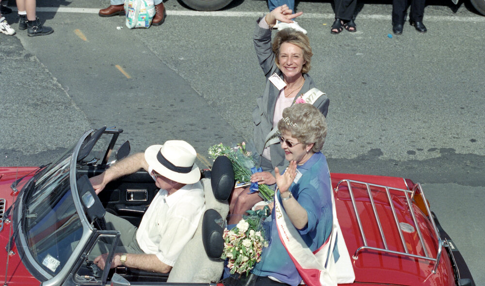 Red Convertible With Blossom Queens 1999