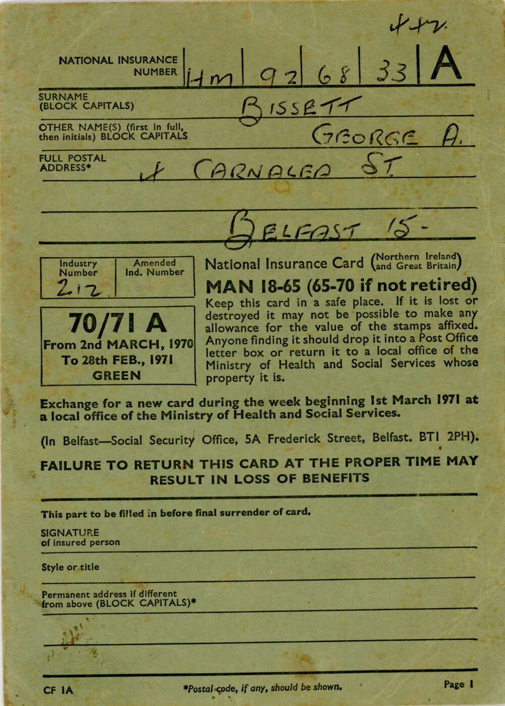National Insurance Card