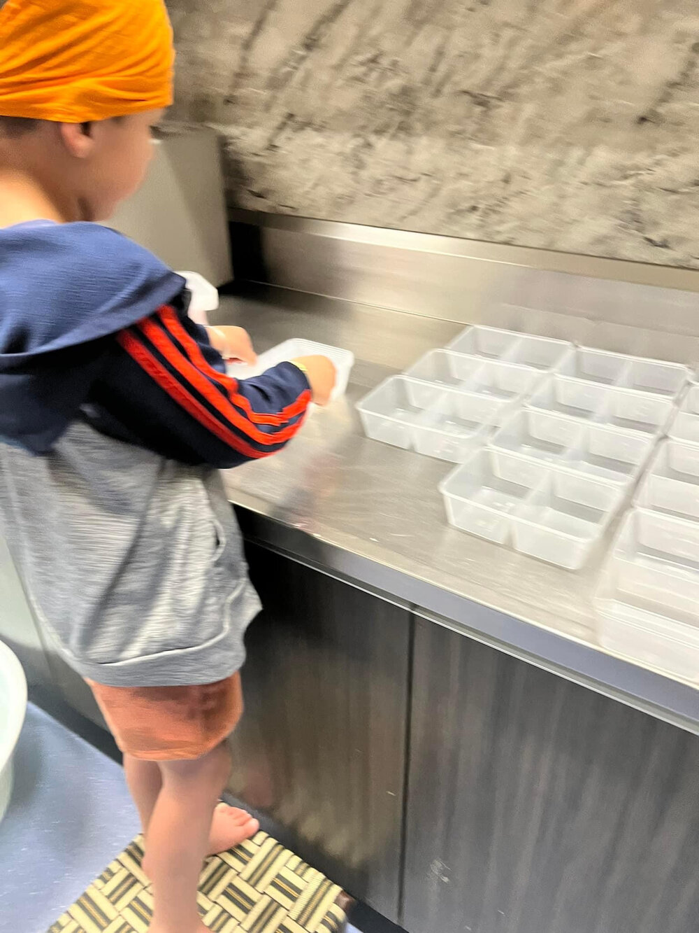 Hudson Helps Prepare Meals