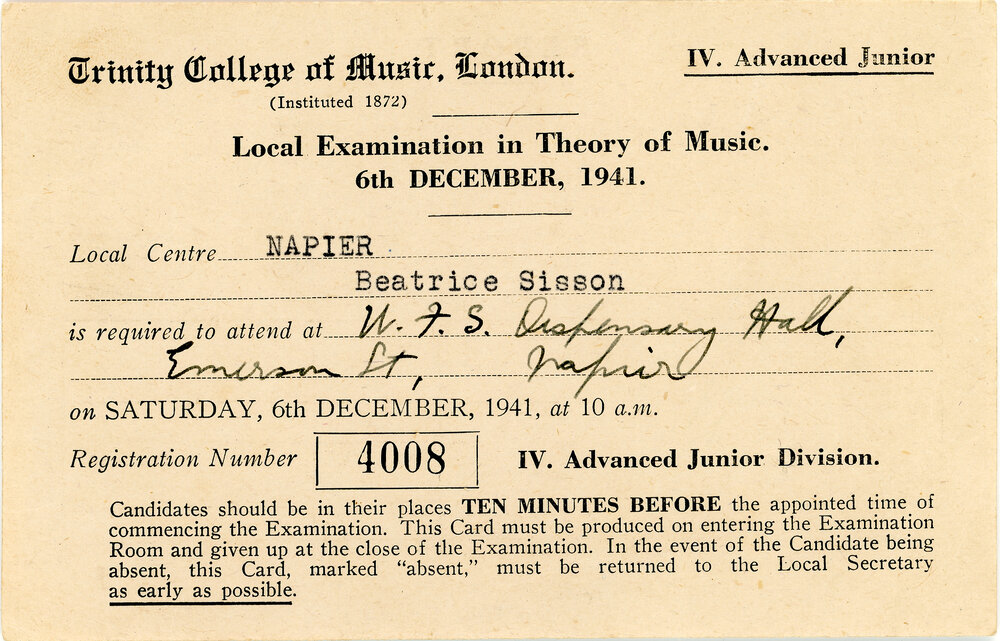 Trinity College of Music Card and Report