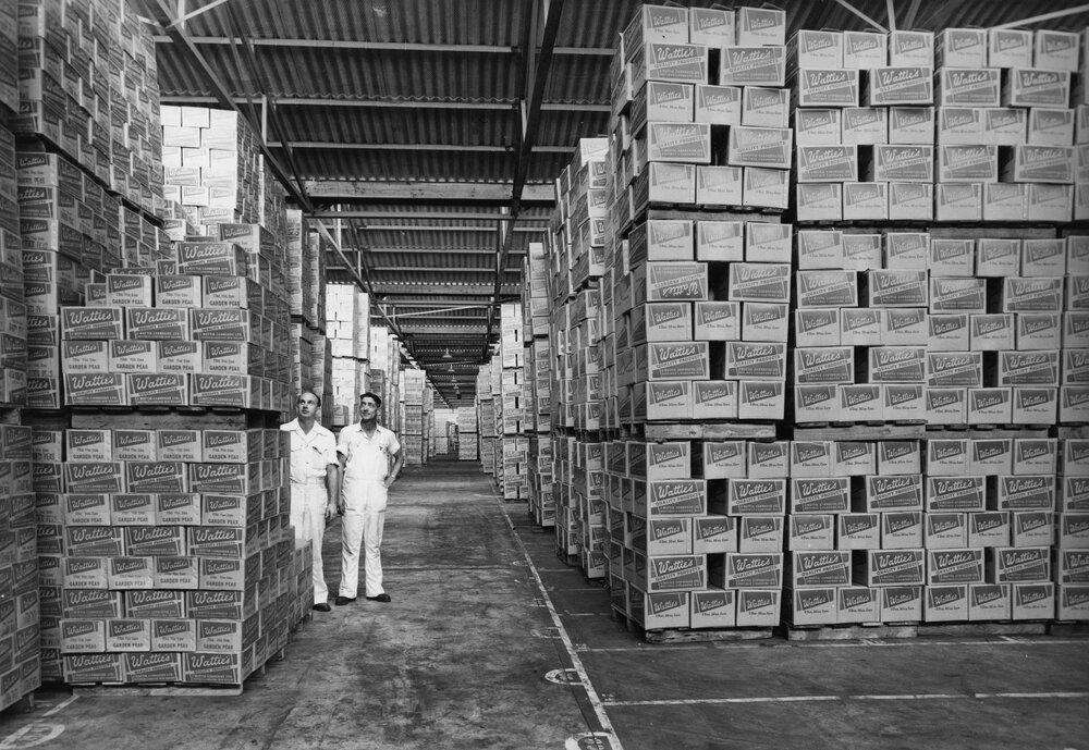 Watties Canned Peas in Warehouse