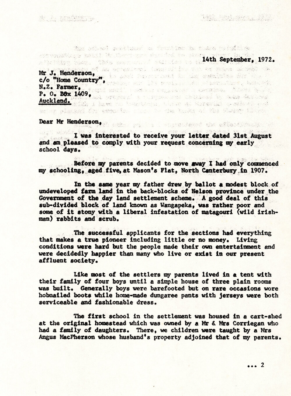 James Wattie Letter