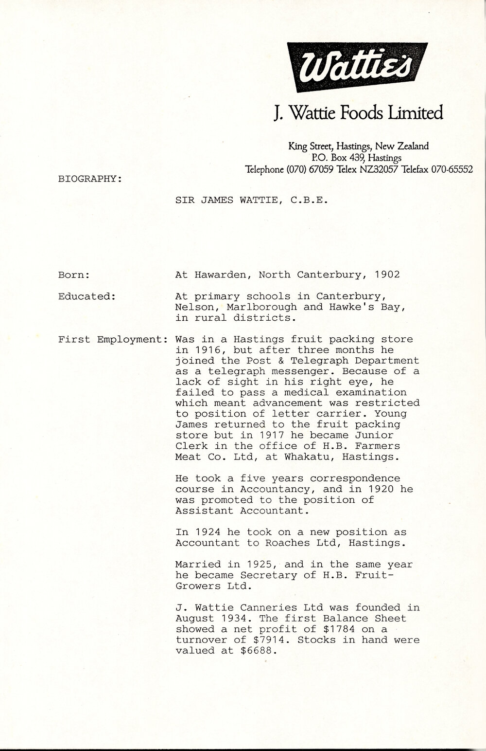 James Wattie Biography