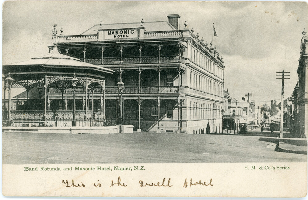 Band Rotunda and Masonic Hotel, Napier
