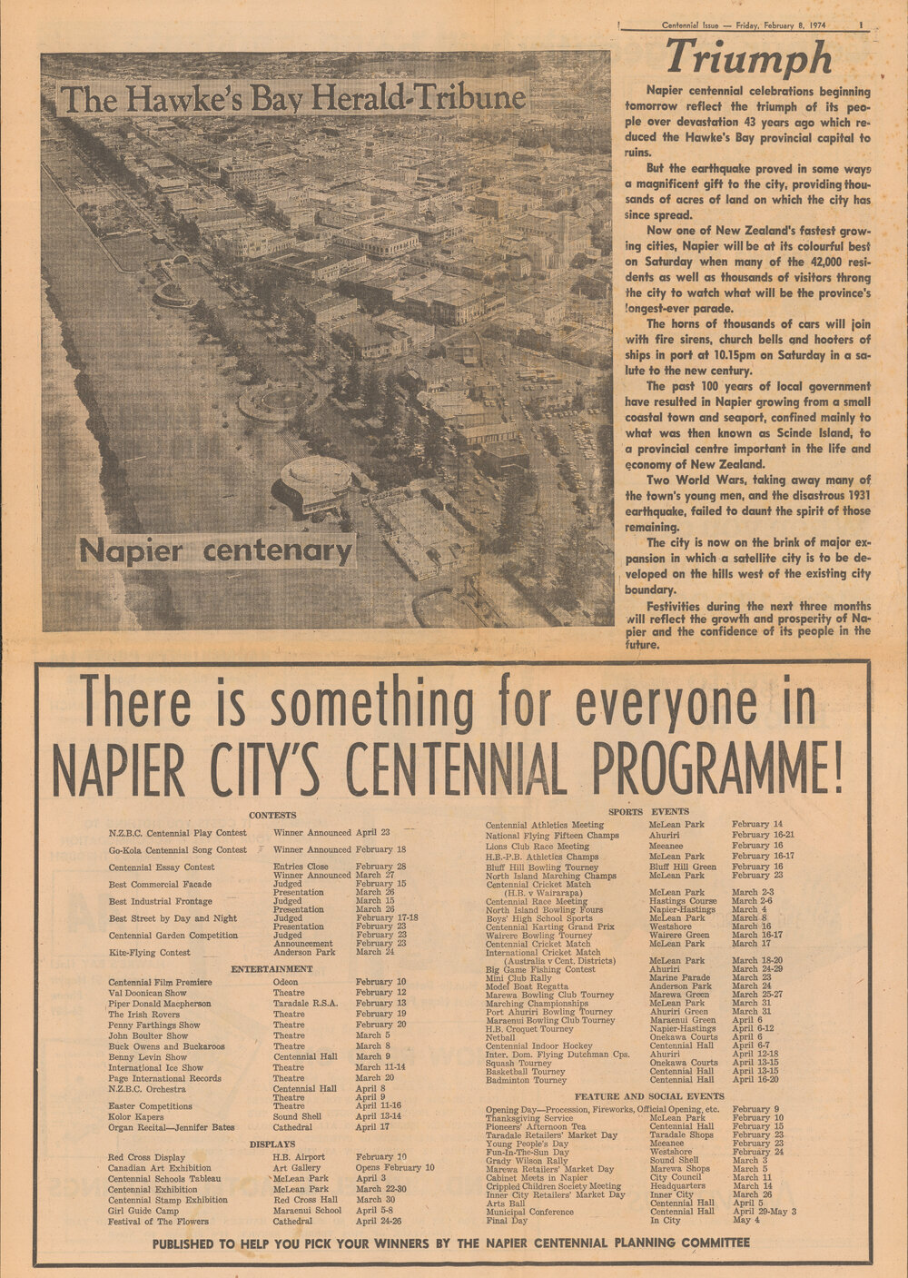 The Hawke's Bay Herald Tribune - Napier Centenary