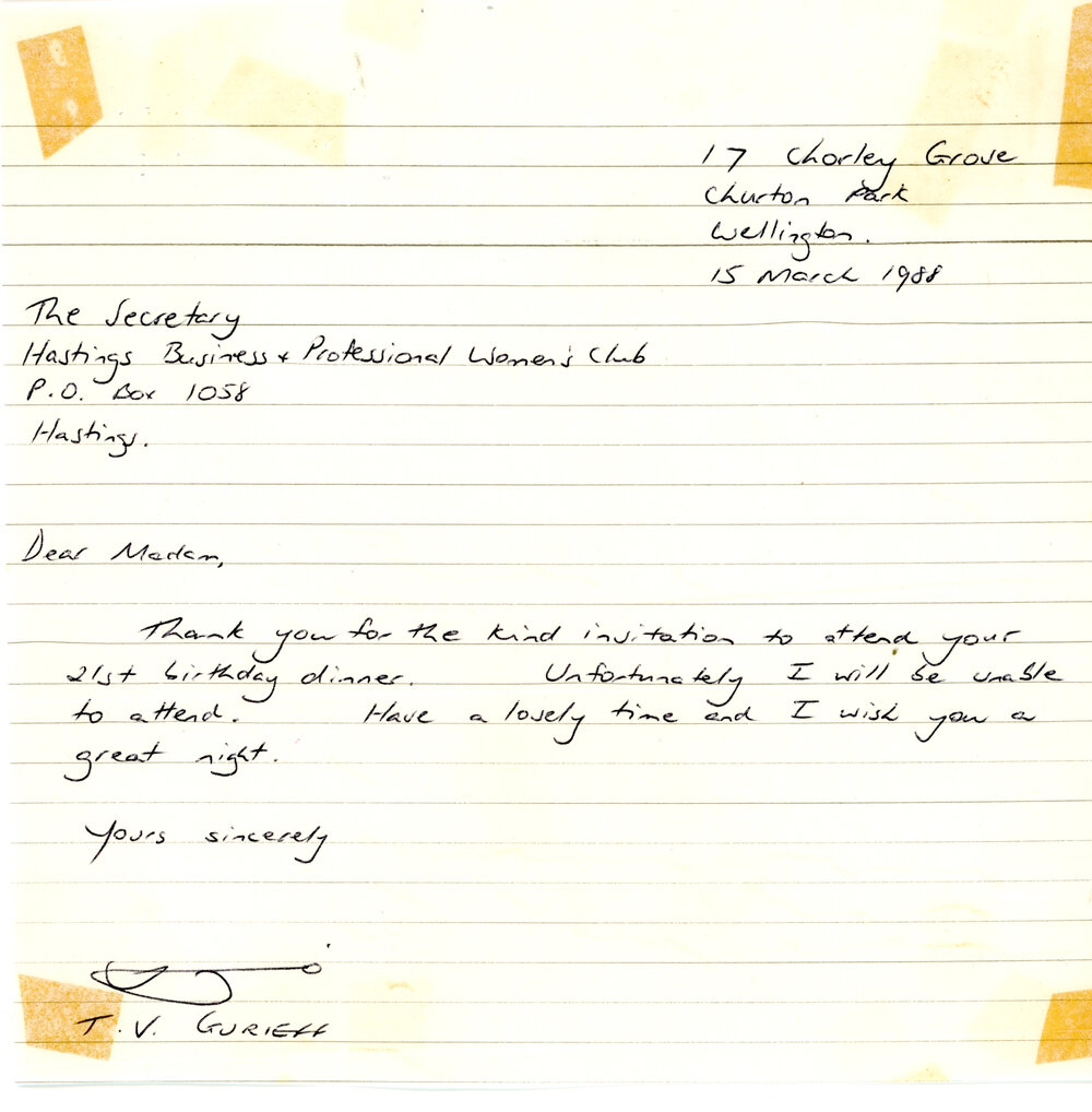 RSVP Letter to Hastings Club