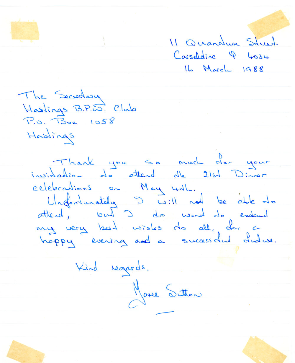 RSVP Letter to Hastings Club