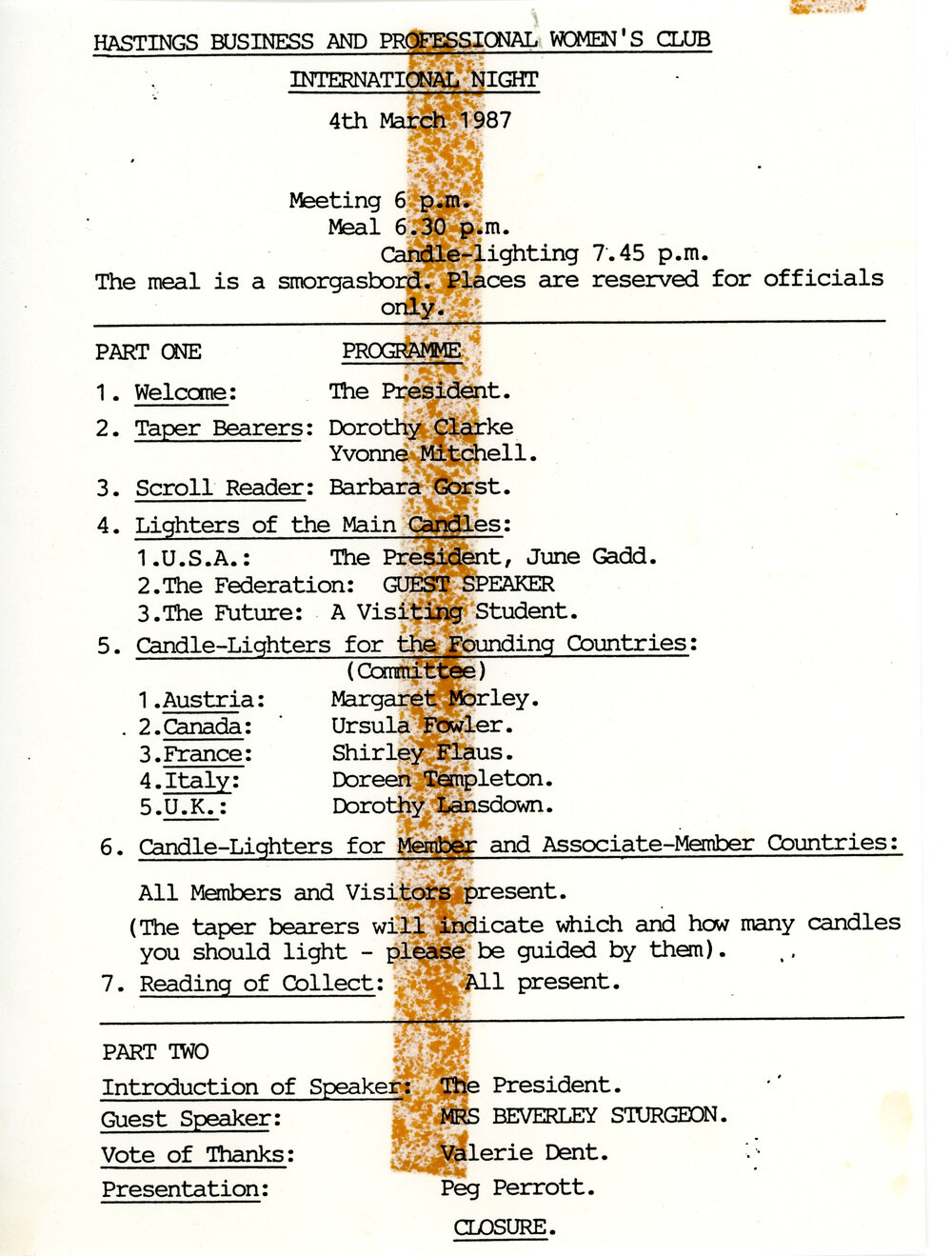 International Night Programme