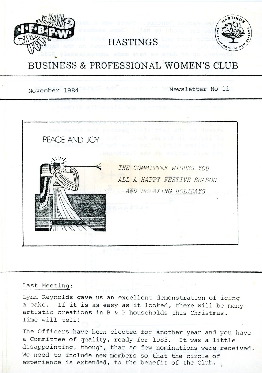 Newsletter November 1984