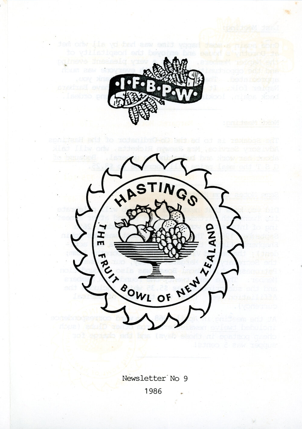 Newsletter September 1986