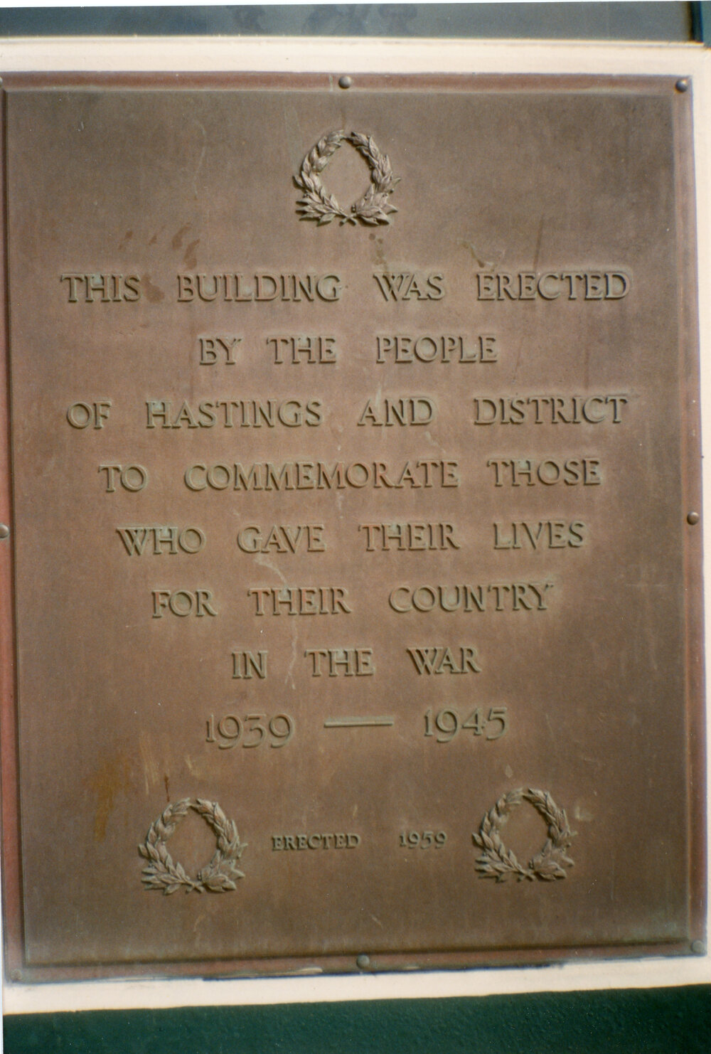 War Memorial Library Plaque