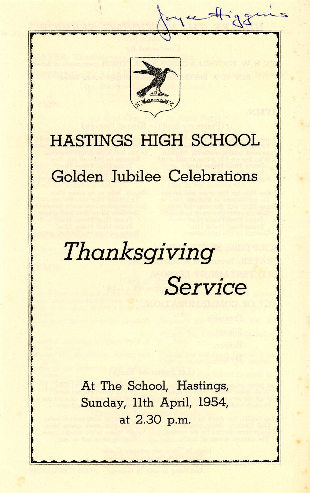 Hastings High School Thanksgiving Service