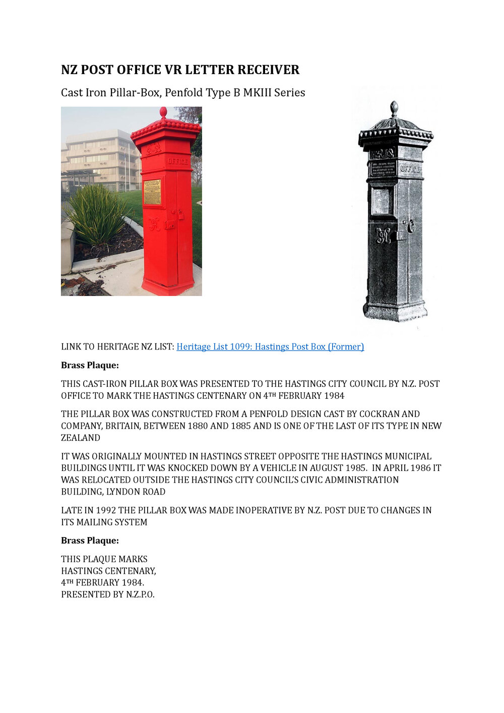 NZ Post Office VR Letter Receiver