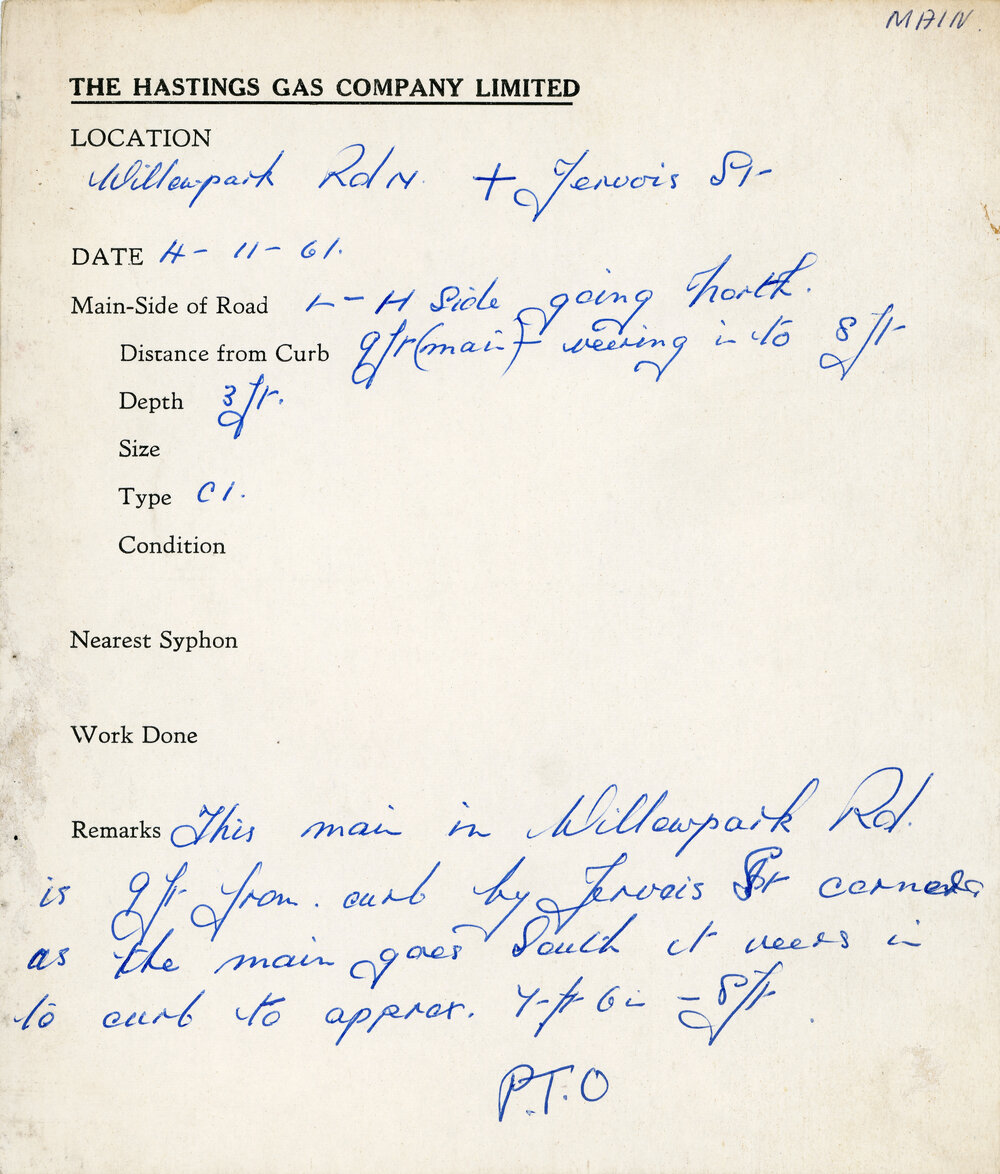 Gas Company Mains Record with Diagram
