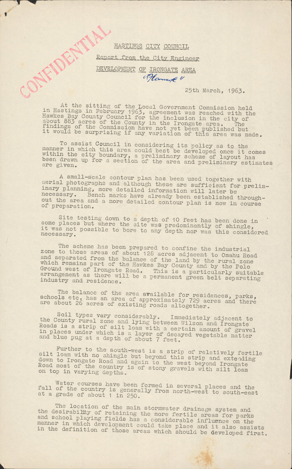 Hastings City Council Engineer Report