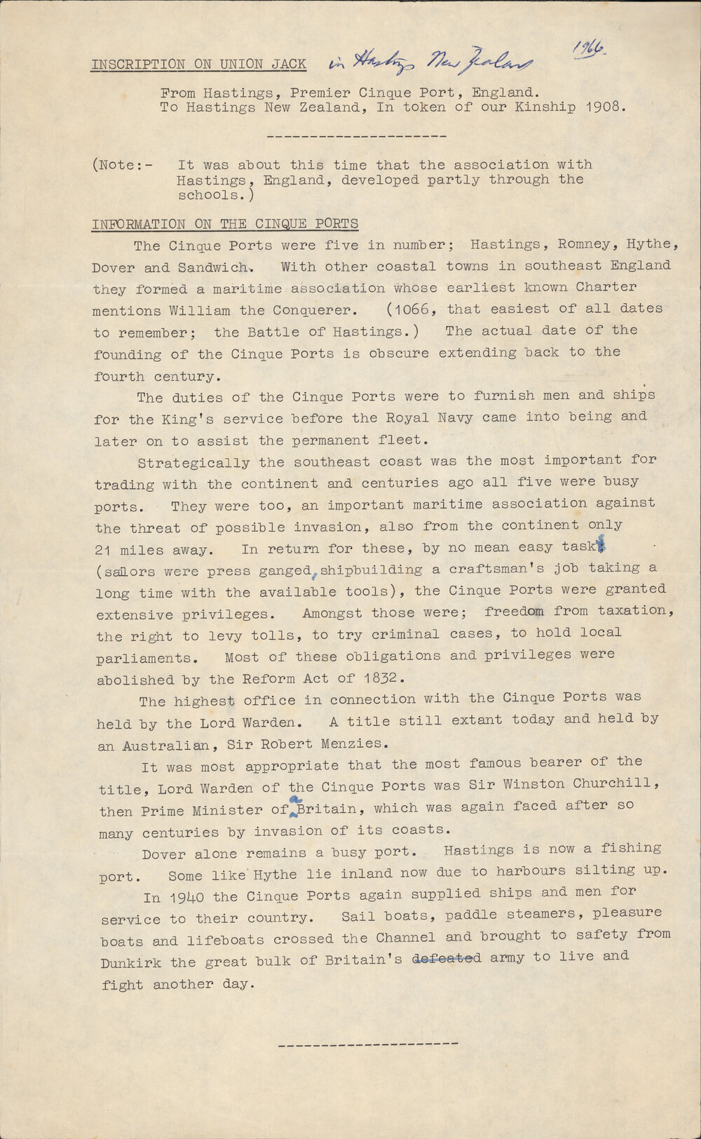 HCC Inscription and Cinque Ports