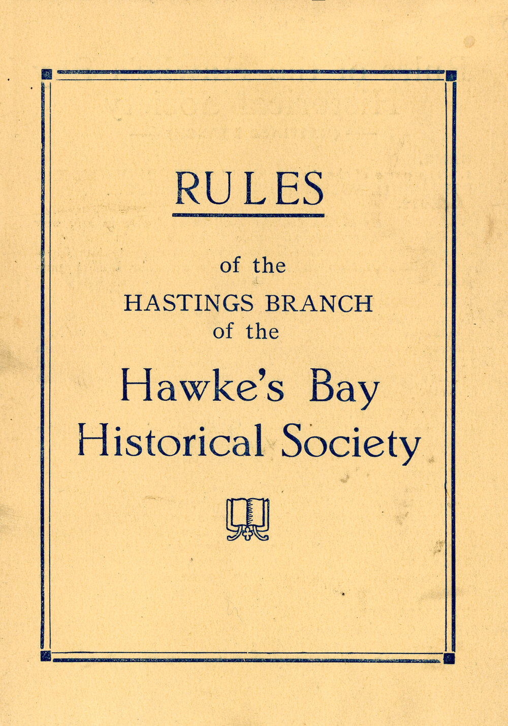 Rules of the Hawke's Bay Historical Society
