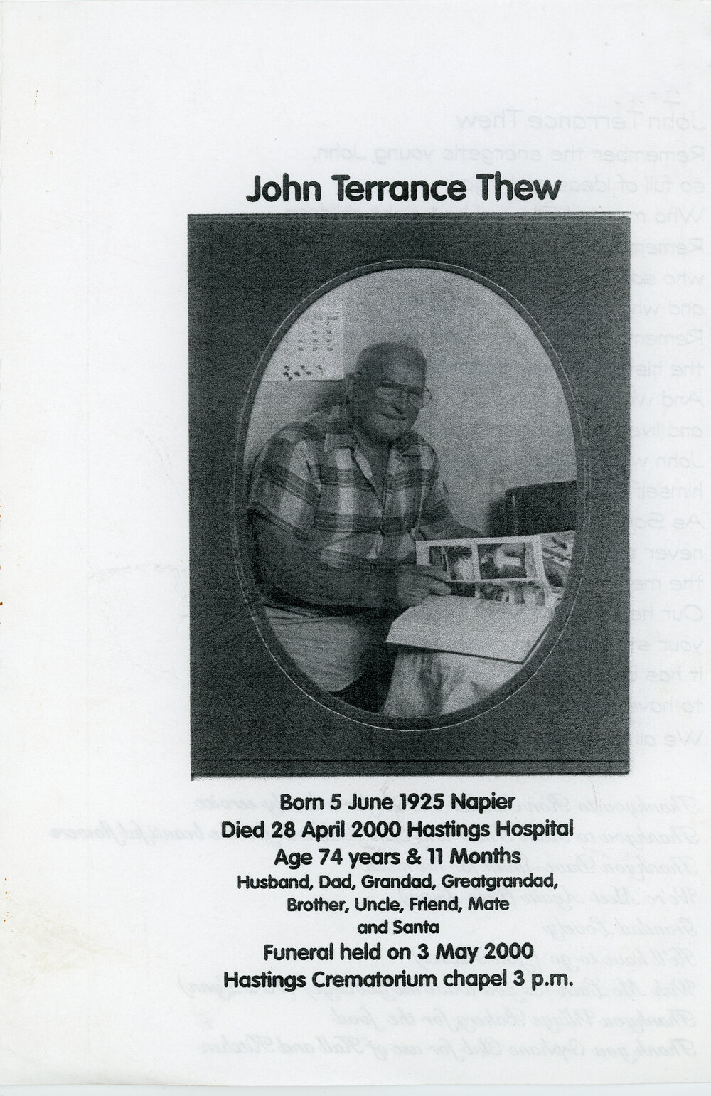 John Terrance Thew Funeral Service