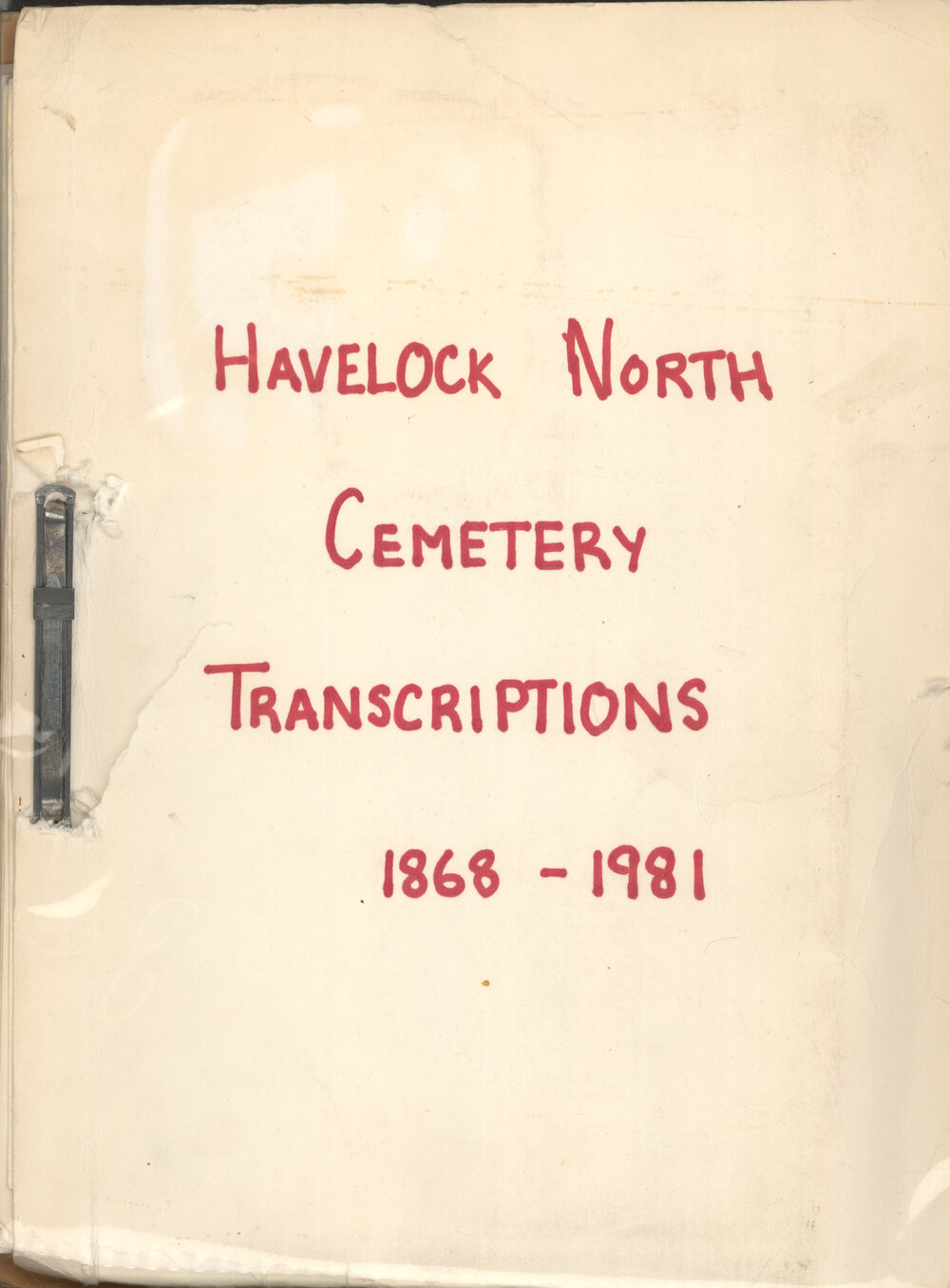 Havelock North Cemetery Transcriptions