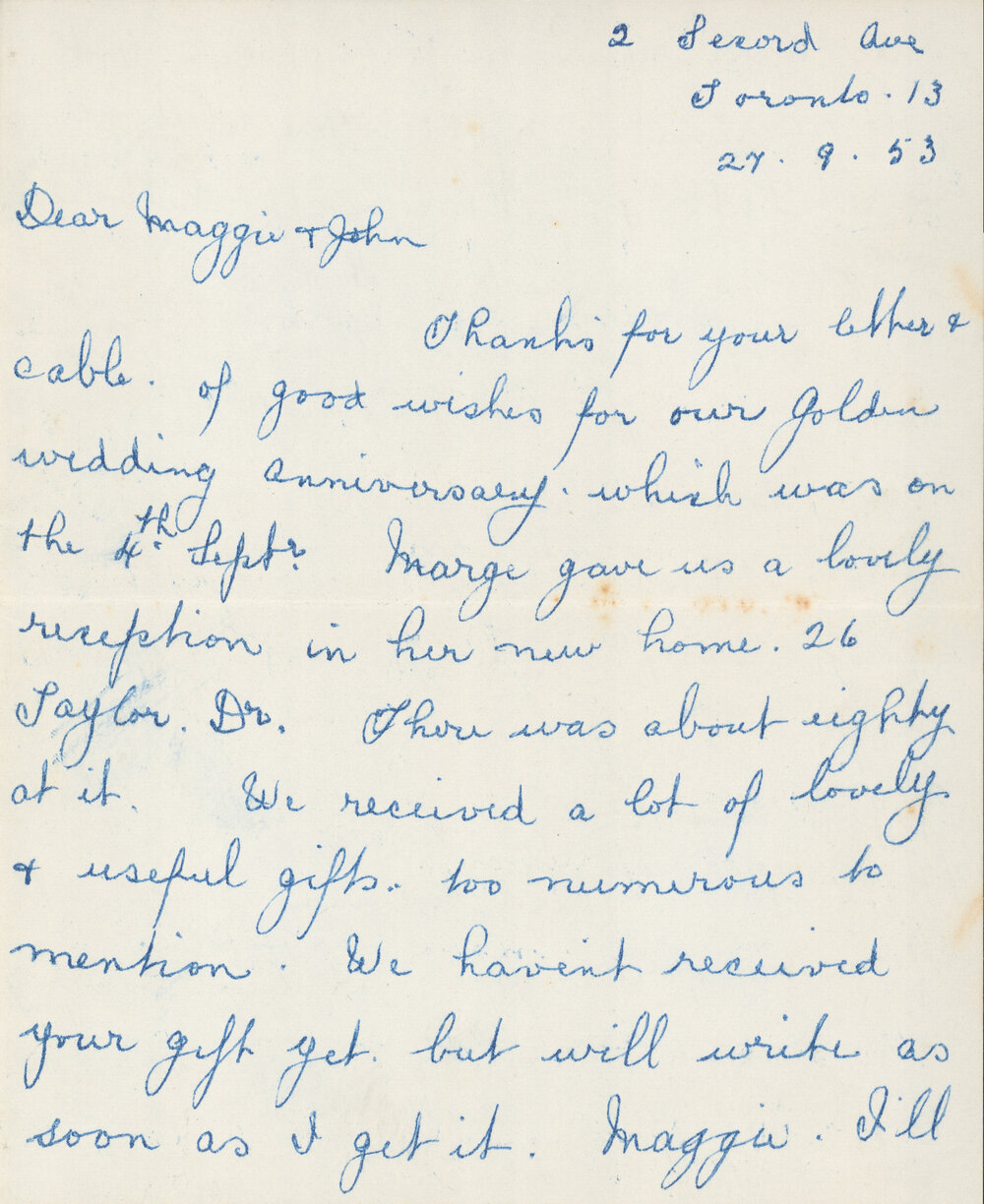 Letter to Maggie and John Holmes