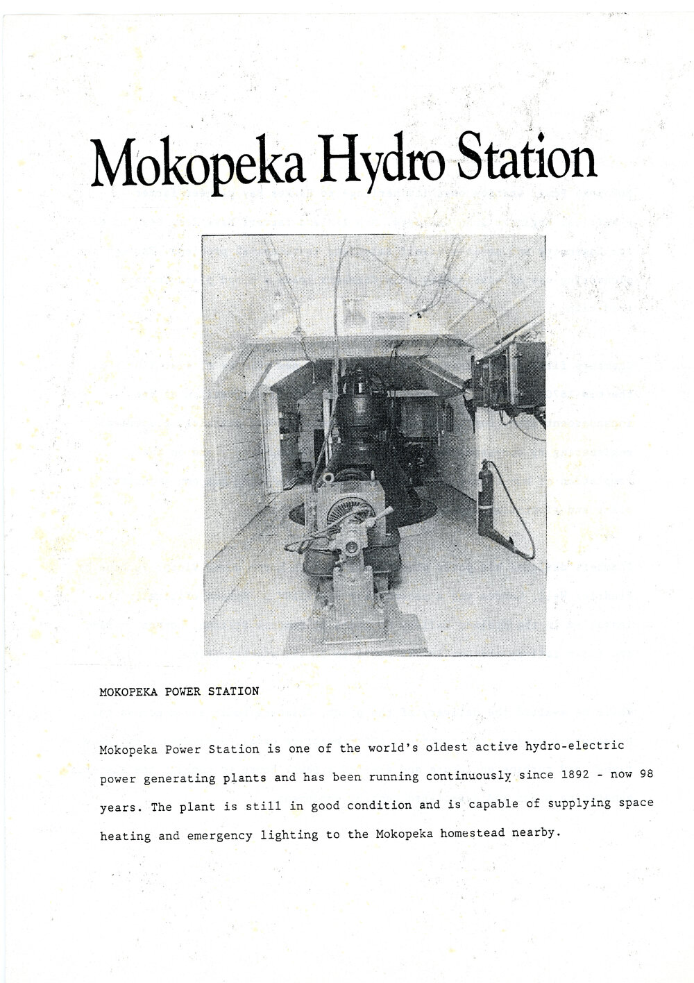 Mokopeka Hydro Station