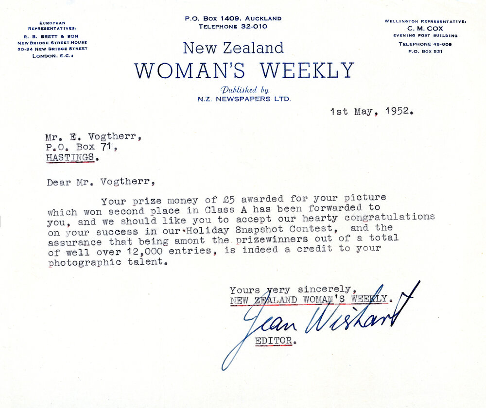 Letter to Ernest Vogtherr