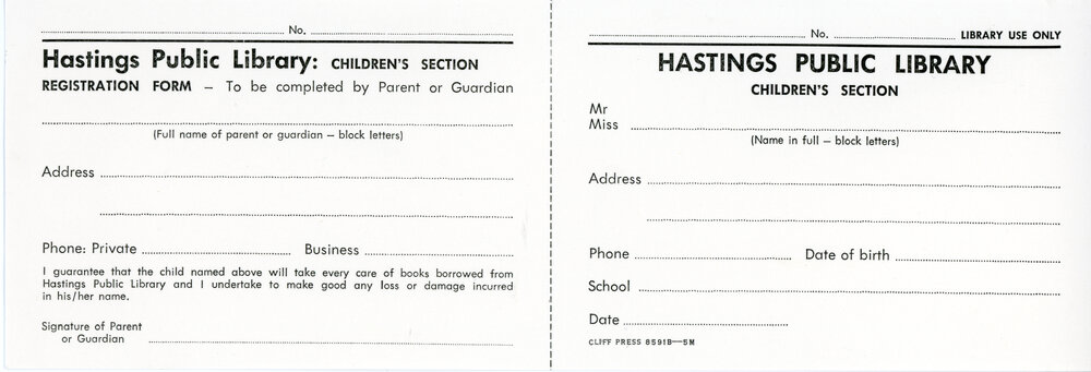 Library Membership Form - Children