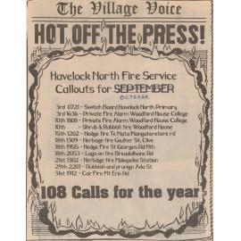 Havelock North Fire Service October Callouts 