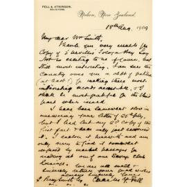 Letter to S. Percy Smith from Charles Fell